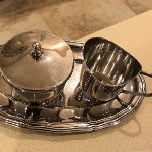 Silver Plated Cream and Sugar with a Tray